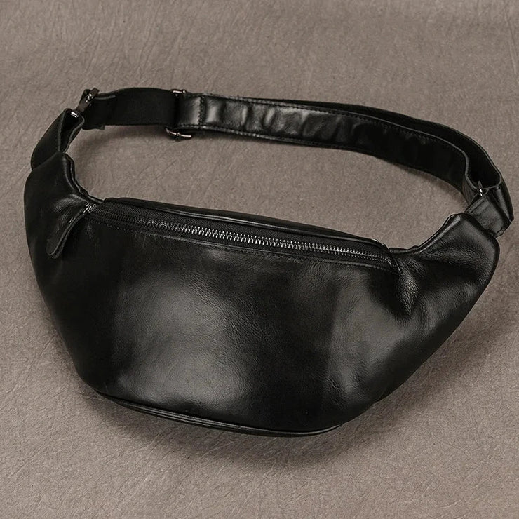 Waist Bag Mini Travel Fanny Chest Pack Cowhide Belt Bag Male Small Waist Bag