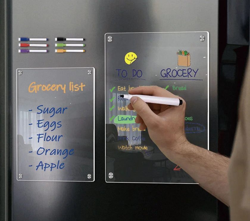 Fridge Magnet Stickers Clear Acrylic Calendar Weekly Planner Magnetic Schedule Reusable Board Fridges Messages Menu Gadgets