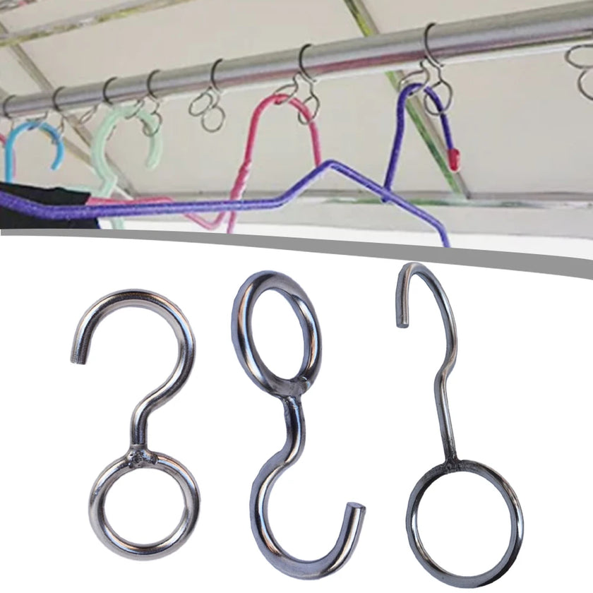 2pcs Alloy Pipe Hook Clothes Rod Windproof Hook Movable Kitchen Round Pipe Hook Home Storage Organization Accessories