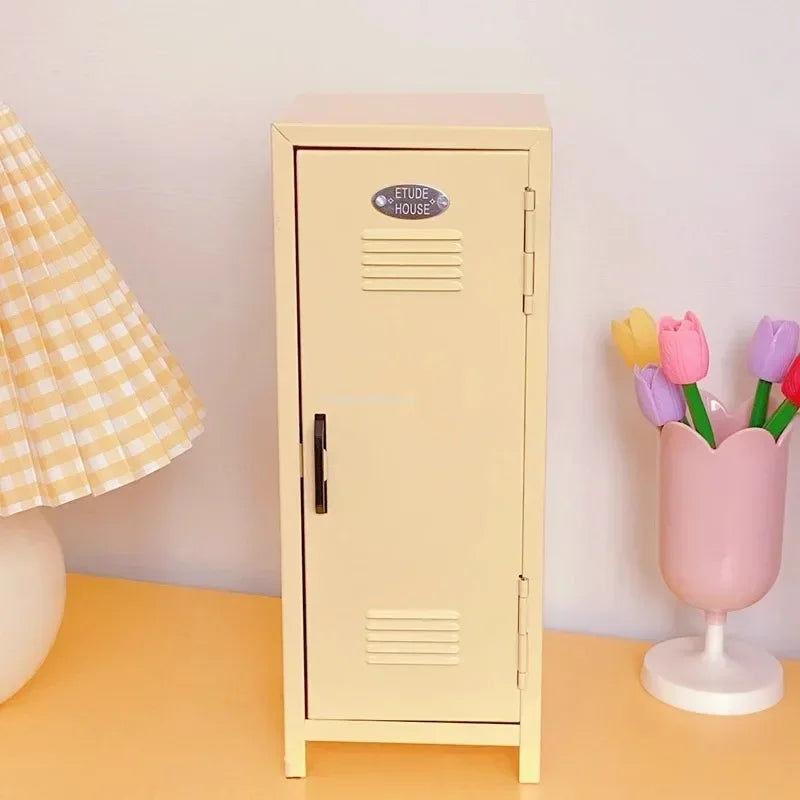 2-layer INS Wind Pink Desktop Storage Cabinet Home Bedroom Desktop Storage Iron Box Cosmetics Jewelry Storage Organization Rack