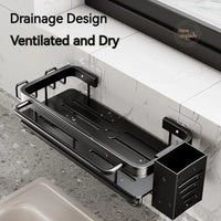 Space Aluminum Kitchen Sink Organizer Sponge Soap Storage Rack Hanging Drain Holder Basket