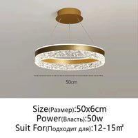 Minimalist Modern Led Chandelier Home Lighting Crystal Rings Ceiling Mounted Chandelier Lighting Hanging Lamp Black&White Frame