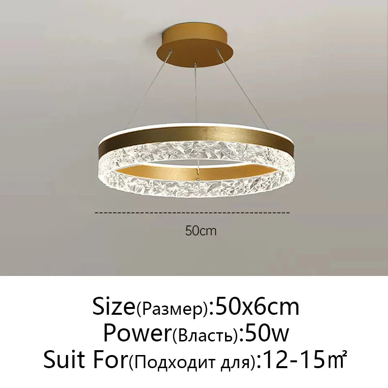 Minimalist Modern Led Chandelier Home Lighting Crystal Rings Ceiling Mounted Chandelier Lighting Hanging Lamp Black&White Frame