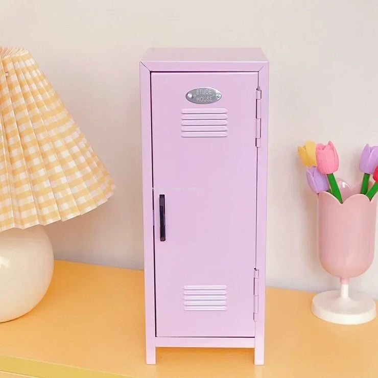2-layer INS Wind Pink Desktop Storage Cabinet Home Bedroom Desktop Storage Iron Box Cosmetics Jewelry Storage Organization Rack