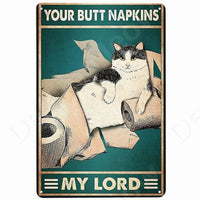 Happy Retro Tin Sign Tuxedo Cat Metal Sign Golfing Cat Plaque Poster Home Cafe Bar Bathroom Wall Decor