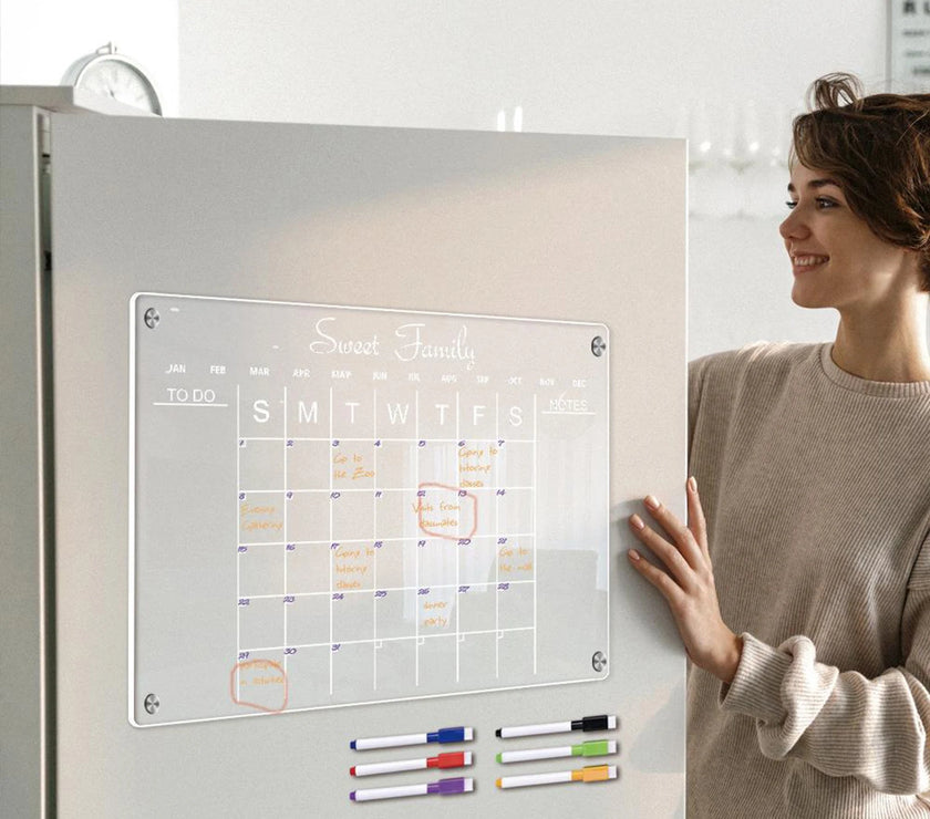 Fridge Magnet Sticker Calendar Board Planner Reusable Magnetic Dry Erase Board Schedule Transparent Acrylic Fridge Message Menu