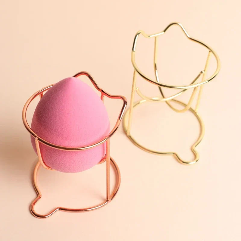 1Pcs Cute Cat Beauty Egg Bracket Dryer Cosmetic Makeup Sponge Gourd Powder Puff Rack Organizer Box Shelf Holder Storage Tools