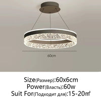 Minimalist Modern Led Chandelier Home Lighting Crystal Rings Ceiling Mounted Chandelier Lighting Hanging Lamp Black&White Frame