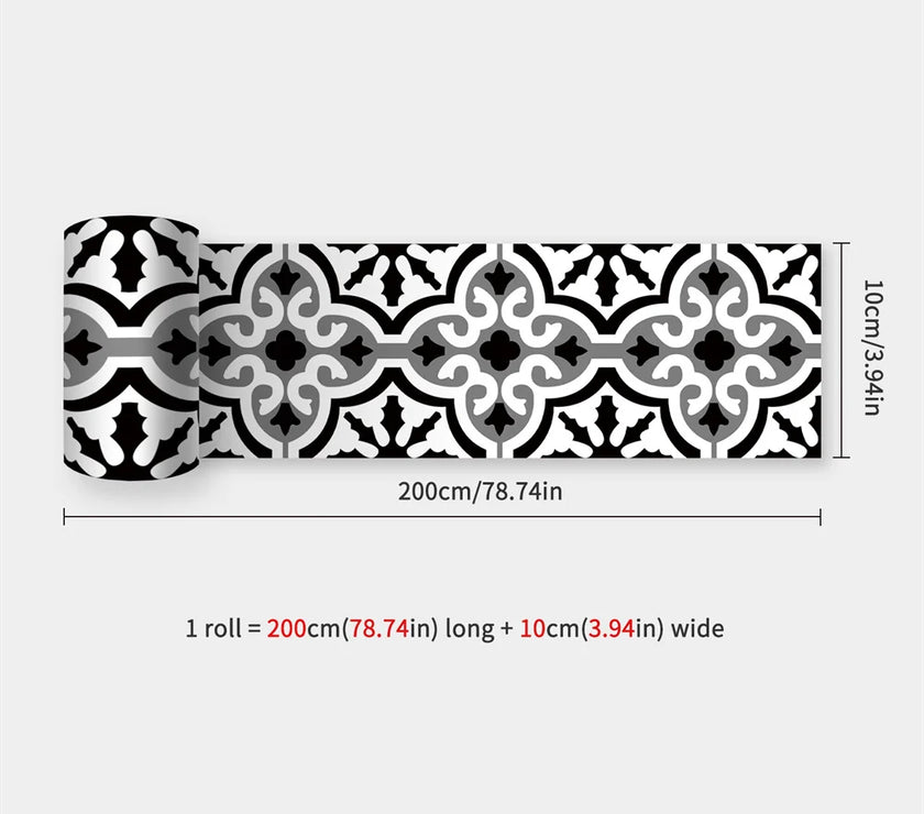 10X200cm Long Strip Wall Stickers Floor Kitchen Bathroom Living Room Skirting Line Wall Decor Waterproof Peel & Stick Wallpaper