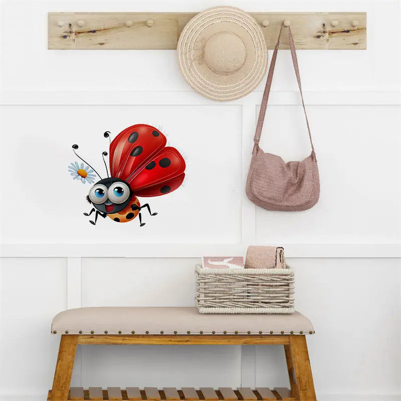Funny Ladybug Pattern Sticker Wall Sticker Bathroom Toilet Decor Decals Living Room Cabinet Home Decoration M803