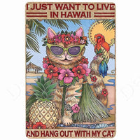 Happy Retro Tin Sign Tuxedo Cat Metal Sign Golfing Cat Plaque Poster Home Cafe Bar Bathroom Wall Decor
