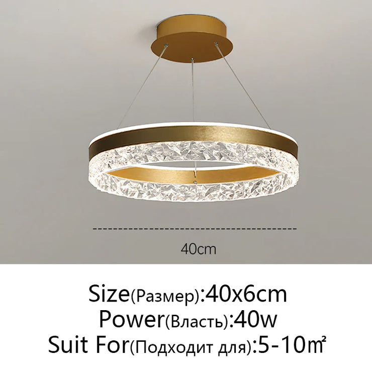Minimalist Modern Led Chandelier Home Lighting Crystal Rings Ceiling Mounted Chandelier Lighting Hanging Lamp Black&White Frame