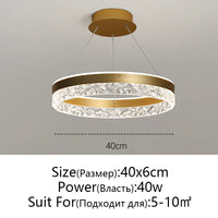 Minimalist Modern Led Chandelier Home Lighting Crystal Rings Ceiling Mounted Chandelier Lighting Hanging Lamp Black&White Frame