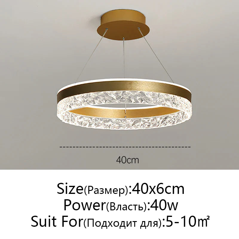 Minimalist Modern Led Chandelier Home Lighting Crystal Rings Ceiling Mounted Chandelier Lighting Hanging Lamp Black&White Frame