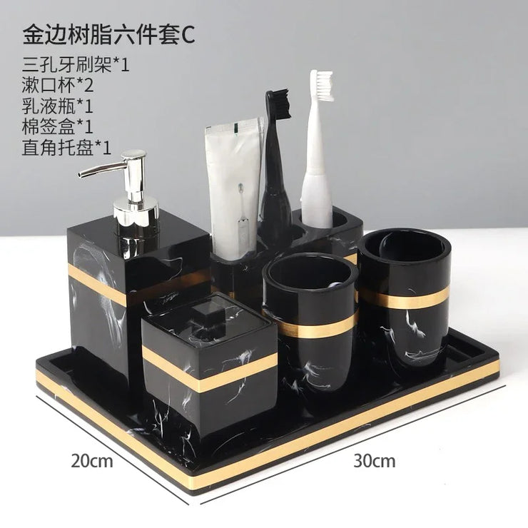 European 8 Piece Hotel Bathroom Accessories Set Restroom Toiletries Shampoo Bottle Soap Box Storage Trays Decorative Home Decore