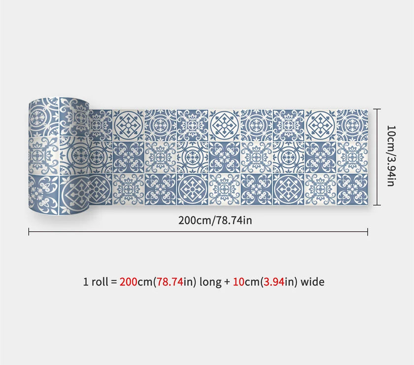 10X200cm Long Strip Wall Stickers Floor Kitchen Bathroom Living Room Skirting Line Wall Decor Waterproof Peel & Stick Wallpaper