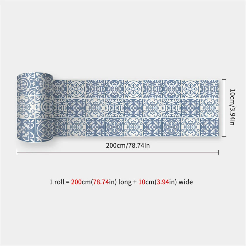 10X200cm Long Strip Wall Stickers Floor Kitchen Bathroom Living Room Skirting Line Wall Decor Waterproof Peel & Stick Wallpaper