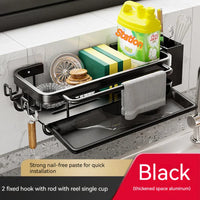 Space Aluminum Kitchen Sink Organizer Sponge Soap Storage Rack Hanging Drain Holder Basket