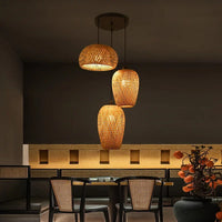 Classic 3Pcs Bambooo Wood Pendant Lamp Ceiling Light Chandeliers Living Bed Study Room Lighting Fixture E27 Home Decor Luminaire