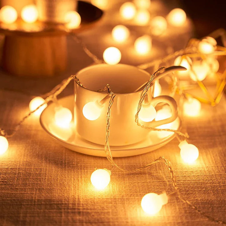 LED String Light Outdoor 10M Ball Chain Light Garland Lamp Bulb Fairy Light Party Home Wedding Garden Christmas Decoration
