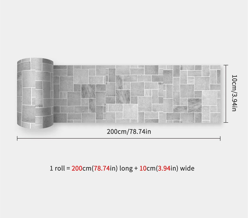 10X200cm Long Strip Wall Stickers Floor Kitchen Bathroom Living Room Skirting Line Wall Decor Waterproof Peel & Stick Wallpaper