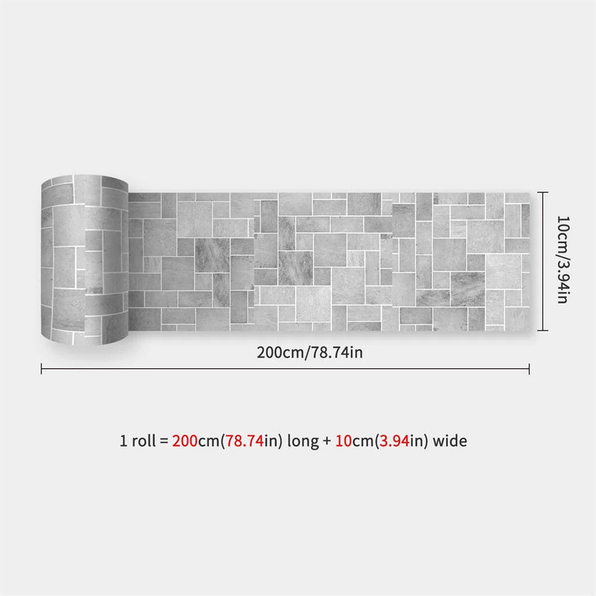10X200cm Long Strip Wall Stickers Floor Kitchen Bathroom Living Room Skirting Line Wall Decor Waterproof Peel & Stick Wallpaper