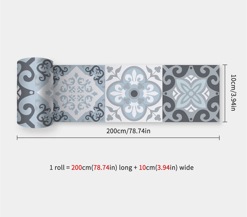 10X200cm Long Strip Wall Stickers Floor Kitchen Bathroom Living Room Skirting Line Wall Decor Waterproof Peel & Stick Wallpaper