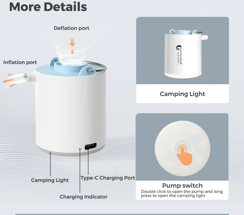 Portable Air Pump Camping Equip Outdoor Gadgets Rechargeable