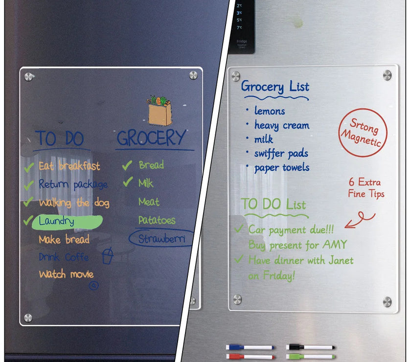 Magnetic Calendar Whiteboard Pen Dry Erase Calendar Fridge Magnetic Clear Acrylic Grocery List Pad