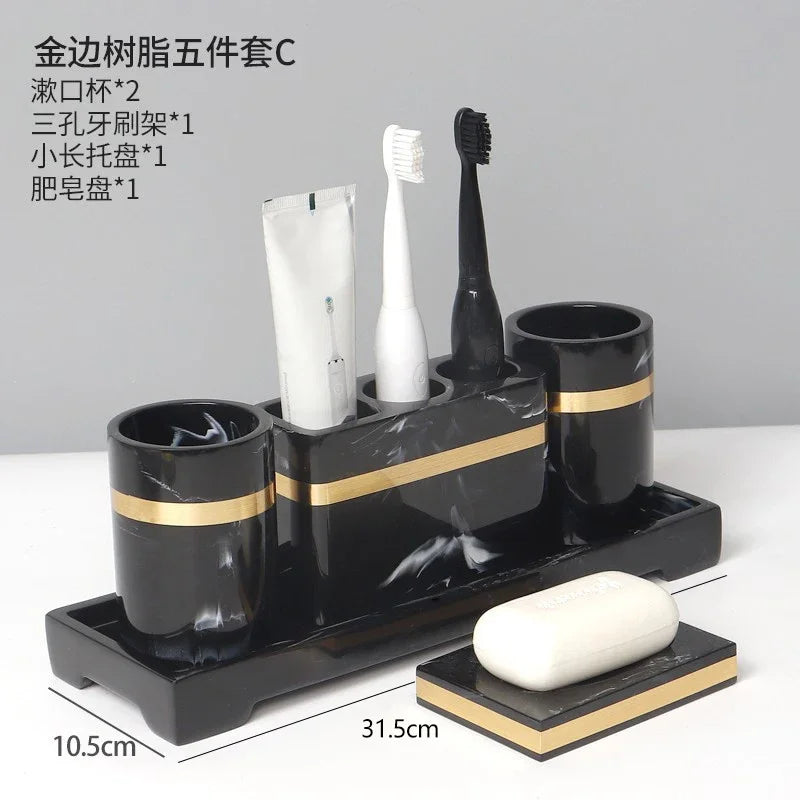 European 8 Piece Hotel Bathroom Accessories Set Restroom Toiletries Shampoo Bottle Soap Box Storage Trays Decorative Home Decore
