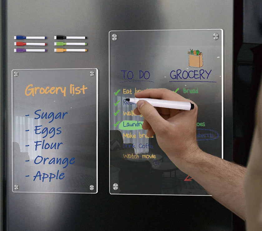 Magnetic Calendar Whiteboard Pen Dry Erase Calendar Fridge Magnetic Clear Acrylic Grocery List Pad