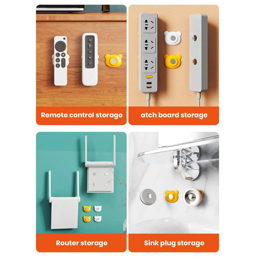 Self-adhesive Magnetic Hook Adorable Cartoon Bear Magnetic Hooks for Home Organization Remote Control Storage Set of 2 Round