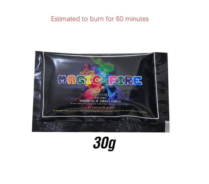 30g Bonfire Pyrotechnics Magic Trick Party Fireplace Colorful Magic Fire Happy Fire Camping Hiking Recreation Outdoor Gadgets