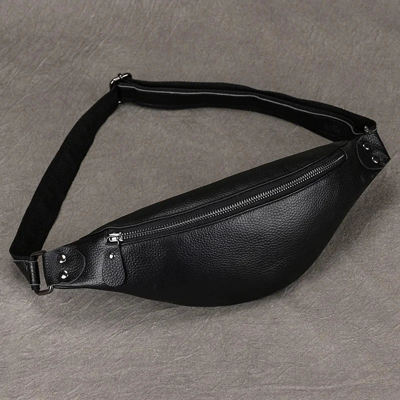 Waist Bag Mini Travel Fanny Chest Pack Cowhide Belt Bag Male Small Waist Bag