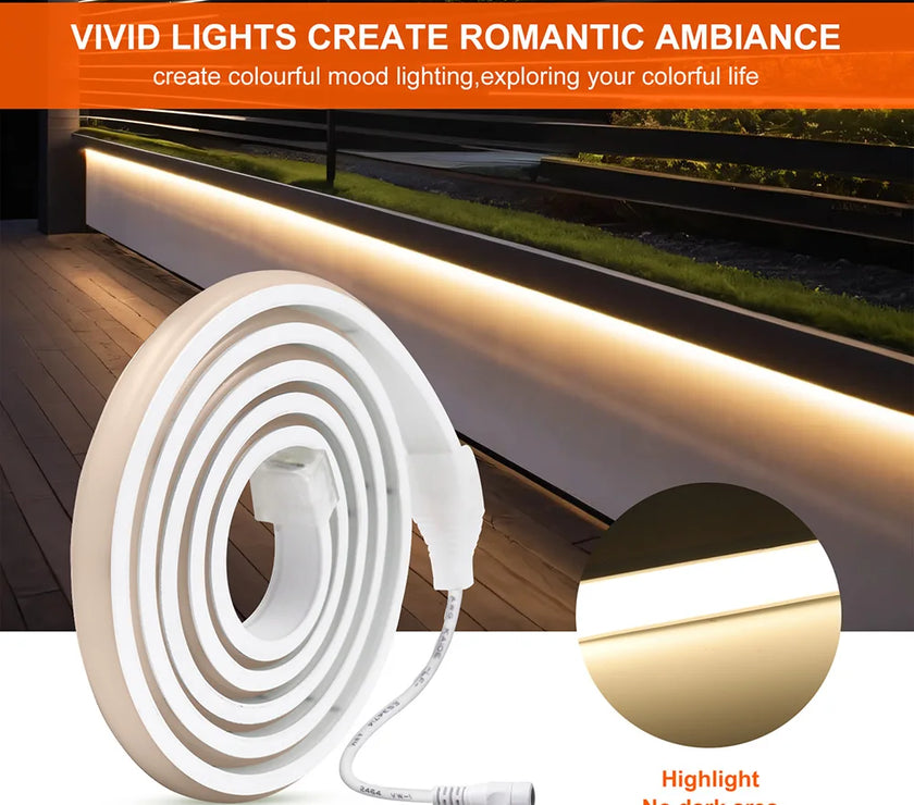 IP68 Waterproof COB LED Neon Strip Light 12V 24V Dimmable 320 LEDs Flexible Ribbon High Density Linear Lighting Home Decoration