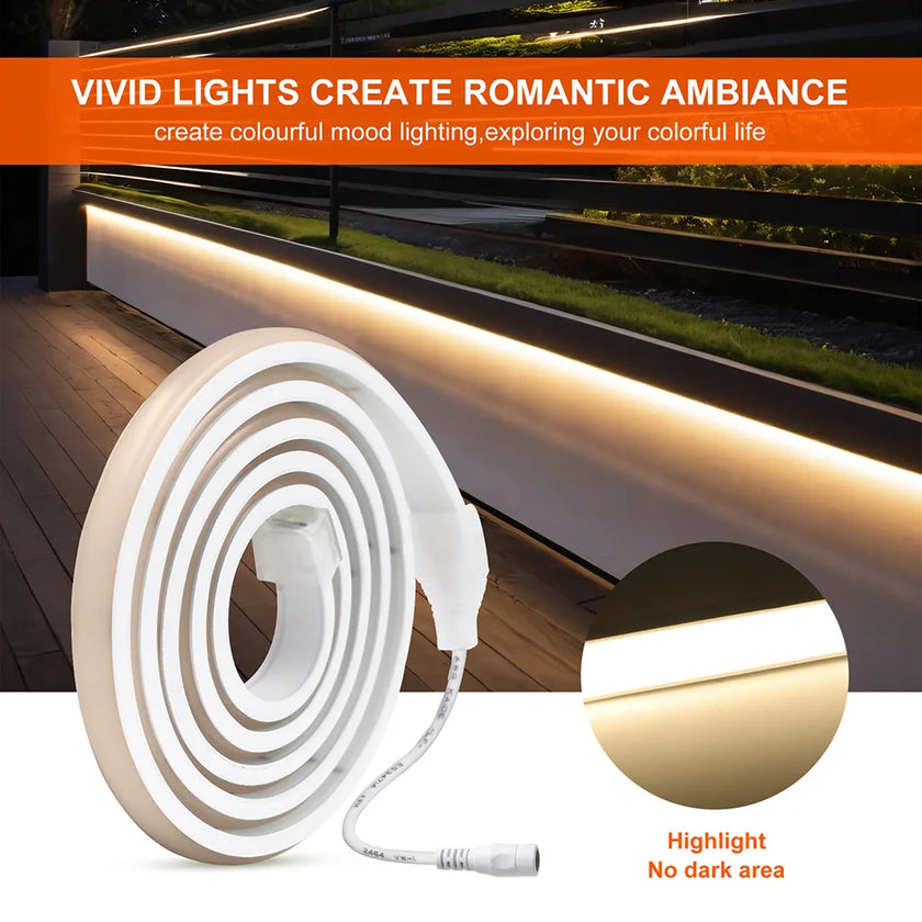 IP68 Waterproof COB LED Neon Strip Light 12V 24V Dimmable 320 LEDs Flexible Ribbon High Density Linear Lighting Home Decoration