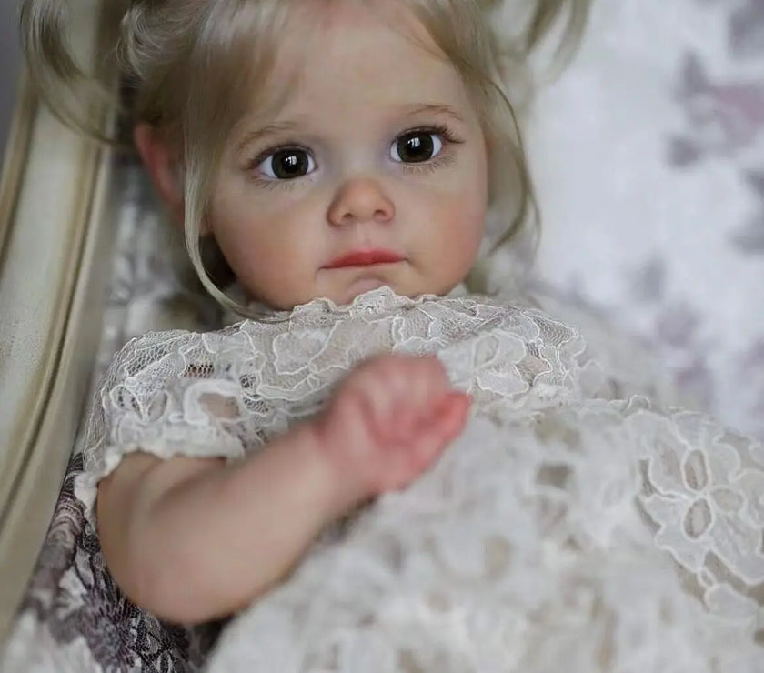 60CM Maggie Handmade High Quality Soft Vinyl Silicone Reborn Toddler Detailed Lifelike Hand-rooted hair Collectible Art Doll