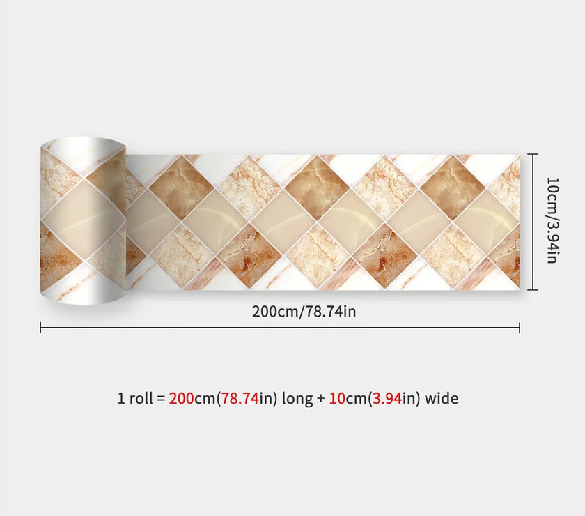 10X200cm Long Strip Wall Stickers Floor Kitchen Bathroom Living Room Skirting Line Wall Decor Waterproof Peel & Stick Wallpaper