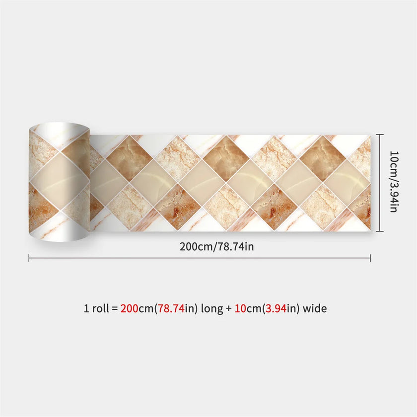 10X200cm Long Strip Wall Stickers Floor Kitchen Bathroom Living Room Skirting Line Wall Decor Waterproof Peel & Stick Wallpaper
