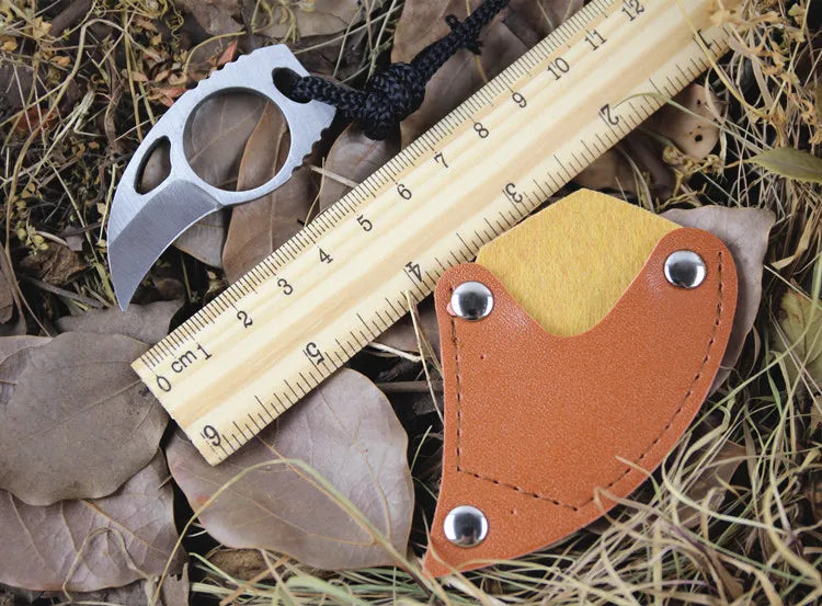 Leather Sheath Cutter Mini Portable Claw Knife Tool Outdoor Camp Gadget Opener Open Survive Box Package
