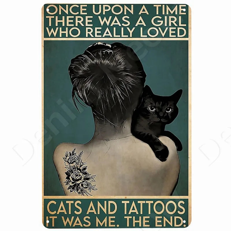 Happy Retro Tin Sign Tuxedo Cat Metal Sign Golfing Cat Plaque Poster Home Cafe Bar Bathroom Wall Decor