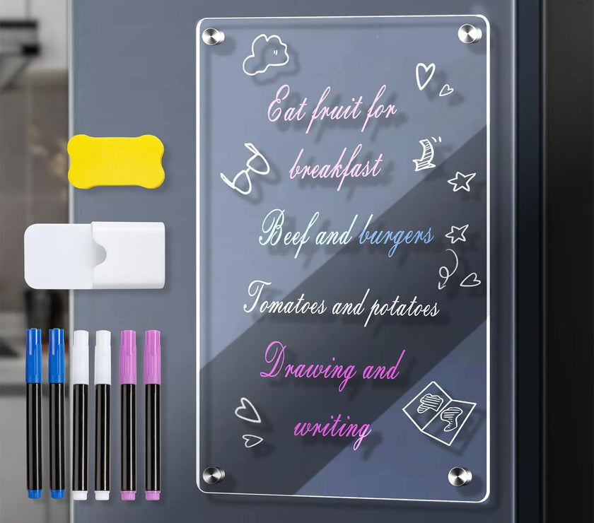 Fridge Blank Calendar Memo Board Dry Erase Calendar 6 Markers & Eraser