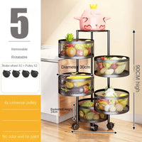 Kitchen Holders Vegetable Shelving Multi-Functional Fruits Rotating Storage Rack Basket Floor Multi-Layer Vegetable Basket Round