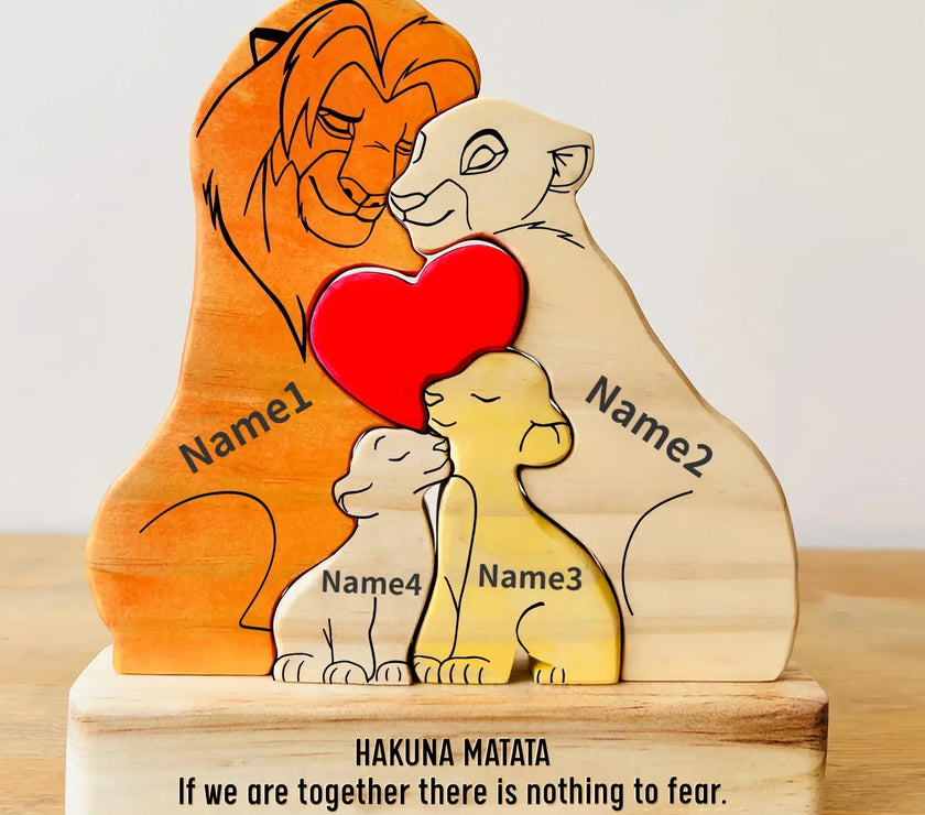 Puzzle Wooden Lion Puzzle Home Decor Thanksgiving Christmas Warm Gifts