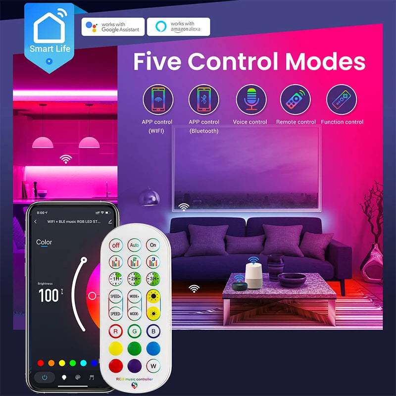 DC5V RGB Neon LED Strip WiFi Neon RGB Strip Work 1m 2m 3m 4m 5m With Tuya App/Smart Life for TV Home Neon Decor Lighting