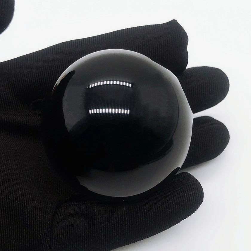 Natural Black Obsidian Sphere Crystal Quartz Magic Ball Rock Stone Witchcraft Reiki Healing Home Decoration Gift Without Base