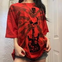 Punk Harajuku Grunge Short Sleeve Loose Tees E-girl Gothic Skulls Graphic Print T-shirt Y2K Aesthetic Vintage Pullovers Tops