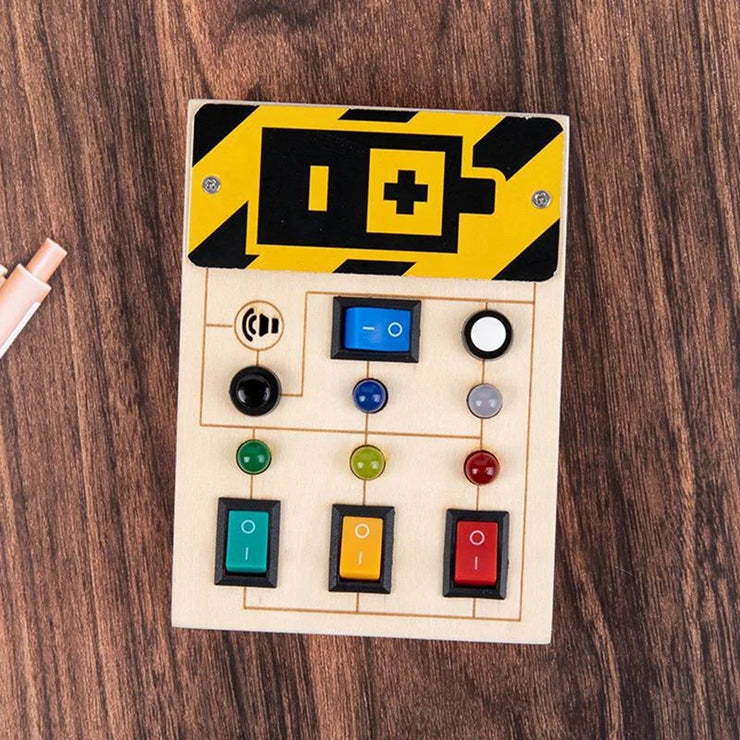 1 PCS Power Baby Montessori Wooden Busy Board With LED Light Sensory Educational Toys Wooden For Toddlers 1-3Y Toggle Switch Toy