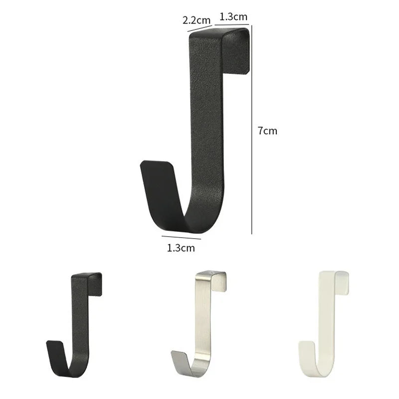 -Shaped Metal Hook Cabinet Door Hanging Rack Gadgets Holders Desk Shelves Kitchen Utensils Storage Organizer Bathroom Accessori