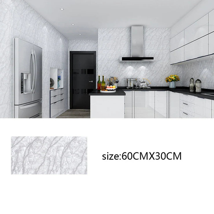 Adhesive Marble Wallpaper Waterproof Wall Stickers Kitchen Bathroom Living Room TV Background Renovation Wallboard Decor
